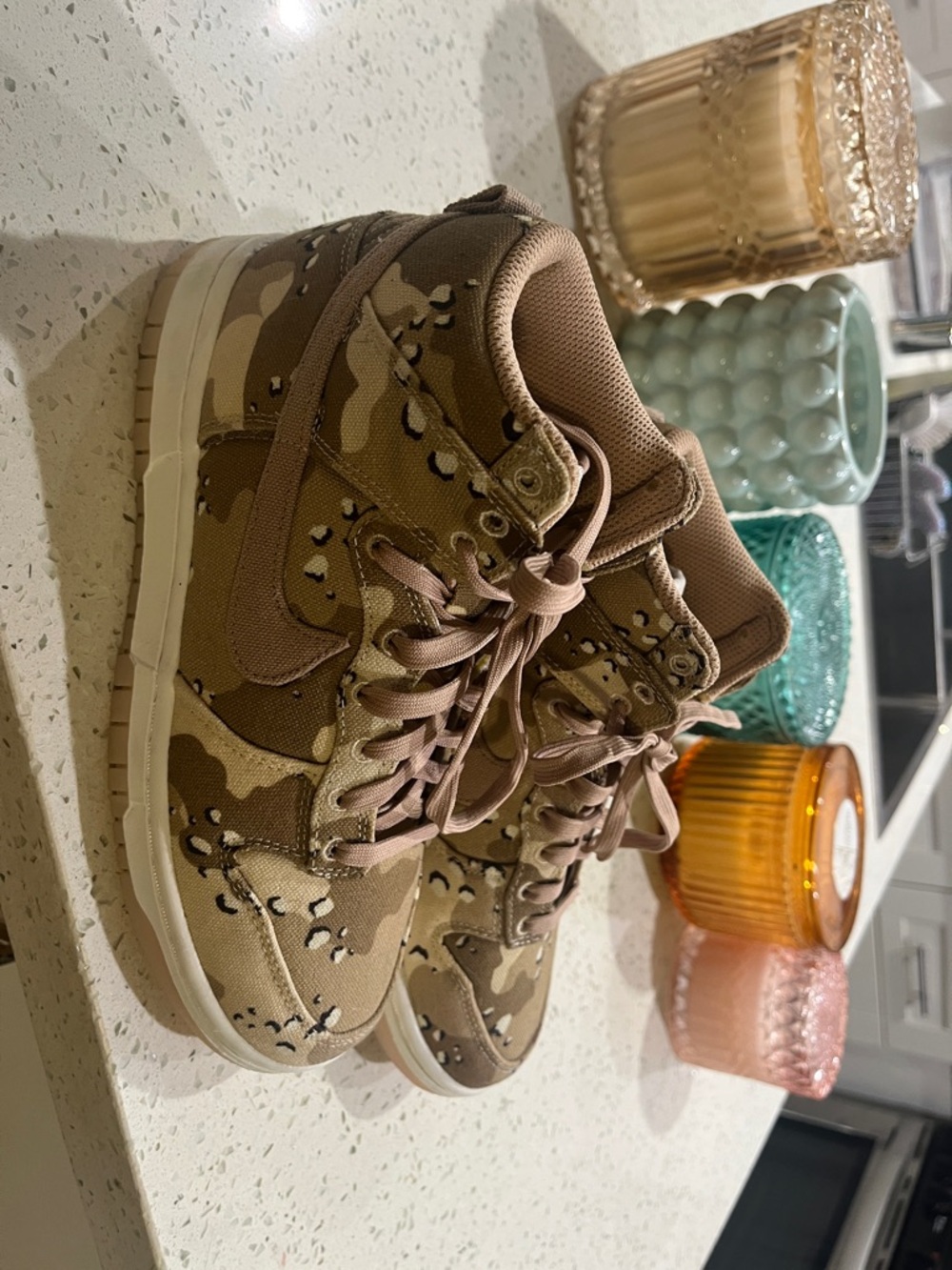 Nike High-Top Desert Camo Sneakers - Brown/Tan